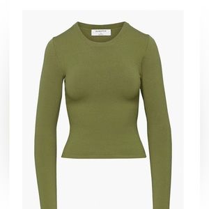 Aritzia Babaton sculpt knit crew long sleeve green